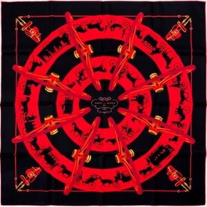 NWT Hermes Scarf “Paris qui Roule” in Black/Red